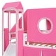 preview thumbnail 15 of 34, Full Loft Bed with Castle Tent & Tower and Solid Wood Frame, 400lb Capacity, Playhouse Design