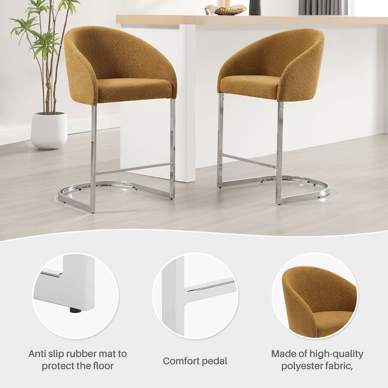 26" Fabric Upholstered Counter Height Bar Stools with Arms - 37" H x 22.4" W x 22" D