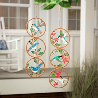 18" Rustic Friends Hand Painted Hanging Spinning Decor, Set of 2