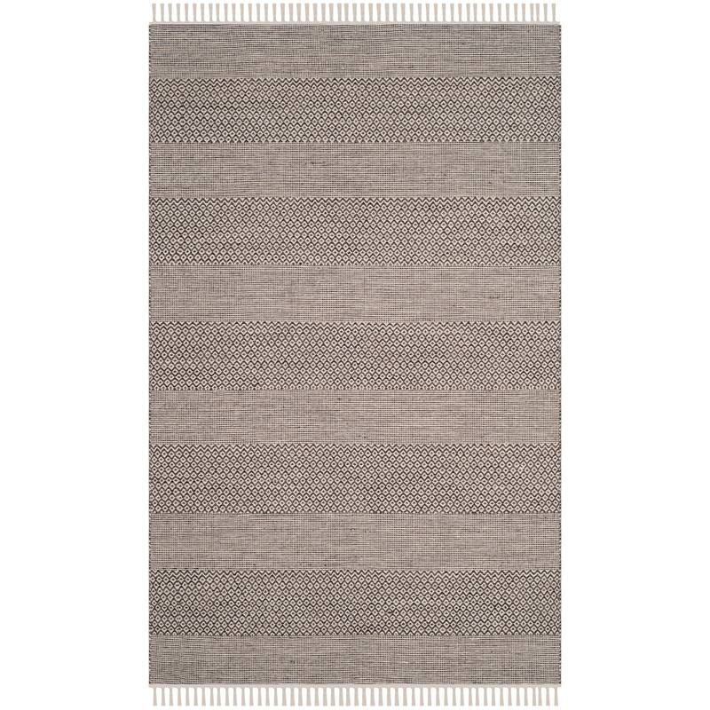 SAFAVIEH Handmade Montauk Pacuta Flatweave Cotton Fringe Rug - Ivory/Anthracite - 6' x 9'