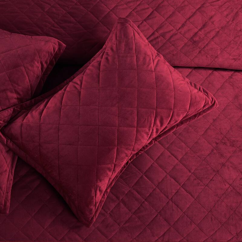 Serenta Velvet Quilts 5 Piece Ultra Soft Floor Touching Bedspread Set