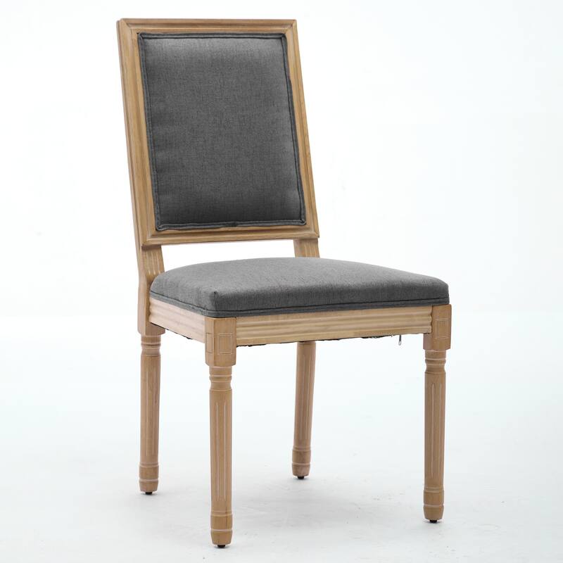 French Decor Chairs Set of 2, Louis Dining Chairs with Square Backrest and Exquisitely Carved Solid Wood Frame