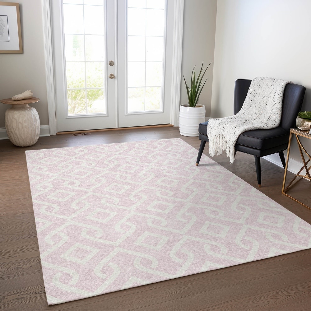 Machine Washable Indoor/ Outdoor Chantille Modern Trellis Rug