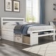 preview thumbnail 1 of 18, Wooden Full Size Platform Bed with Storage Shelves and 2 Storage Drawers White