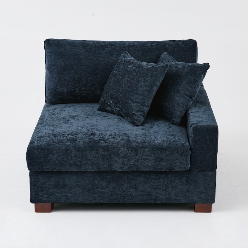41" W Modern Chenille Corner Arm Accent Chair Sectional Module with Pillows