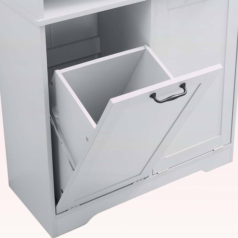 Bathroom Storage Cabinet with Doors,Drawers,Tilt-Out Laundry Hamper,and Adjustable Shelves