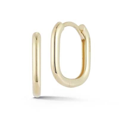 Soleil 14K Gold Square Oval Huggie Hoop Earrings