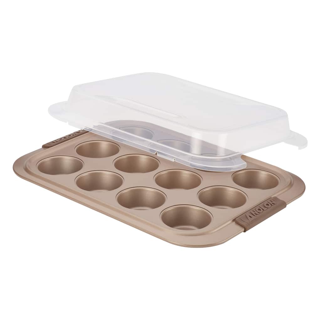 Anolon Advanced Bakeware Nonstick Muffin Pan with Silicone Grips 12-Cup