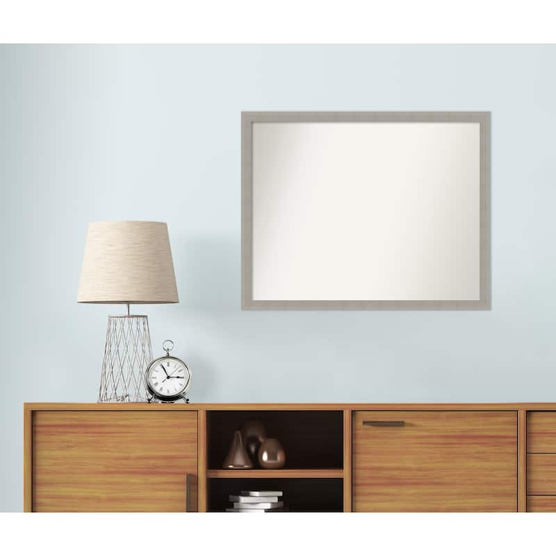 Woodgrain Stripe Non-Beveled Wood Framed Wall Mirror