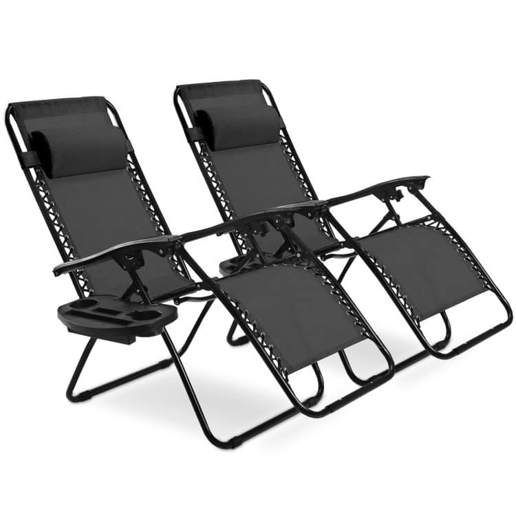 2 Pieces Folding Lounge Chair with Zero Gravity - 40"-57" x 25" x 34"-42.5"(L x W x H)