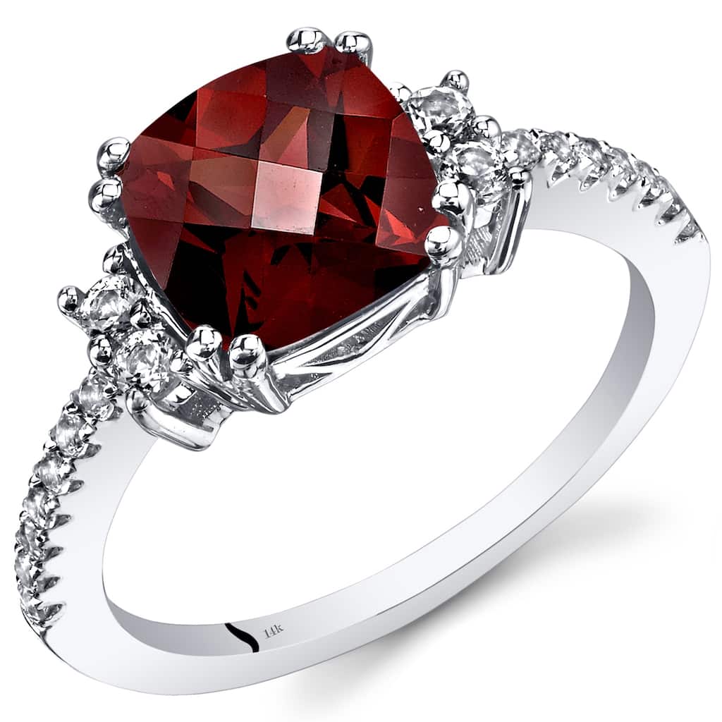 14k White Gold 2.78ct Garnet and White Topaz Ring