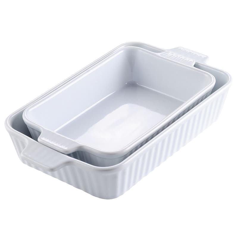 MALACASA Series Bake.Bake, Rectangle Porcelain Bakeware Set - 12"&13.3" - White