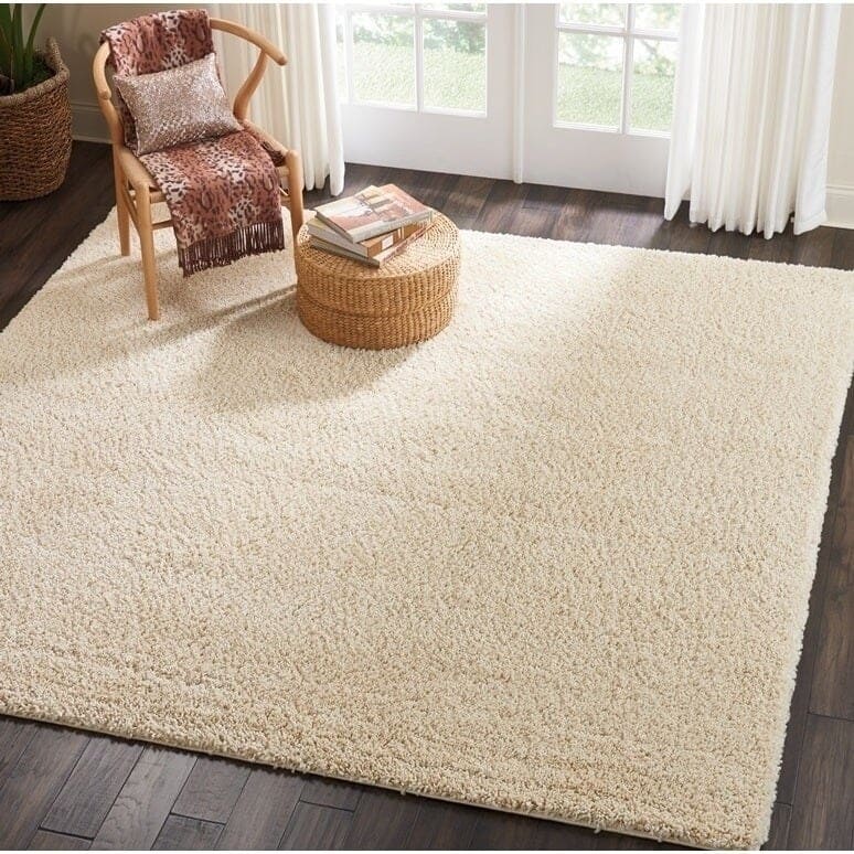 Nourison Malibu Shag Modern Plush Solid Area Rug - 3' 11" x 5' 11" - Cream - Runner/Rectangle