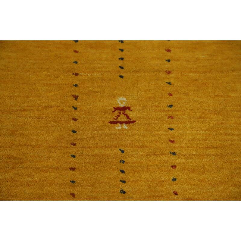Hand Knotted Oriental 100% Wool Carpet Tribal Animal Pictorial Yellow & Gold Gabbeh Area Rug - 9' 9'' X 8' 0''