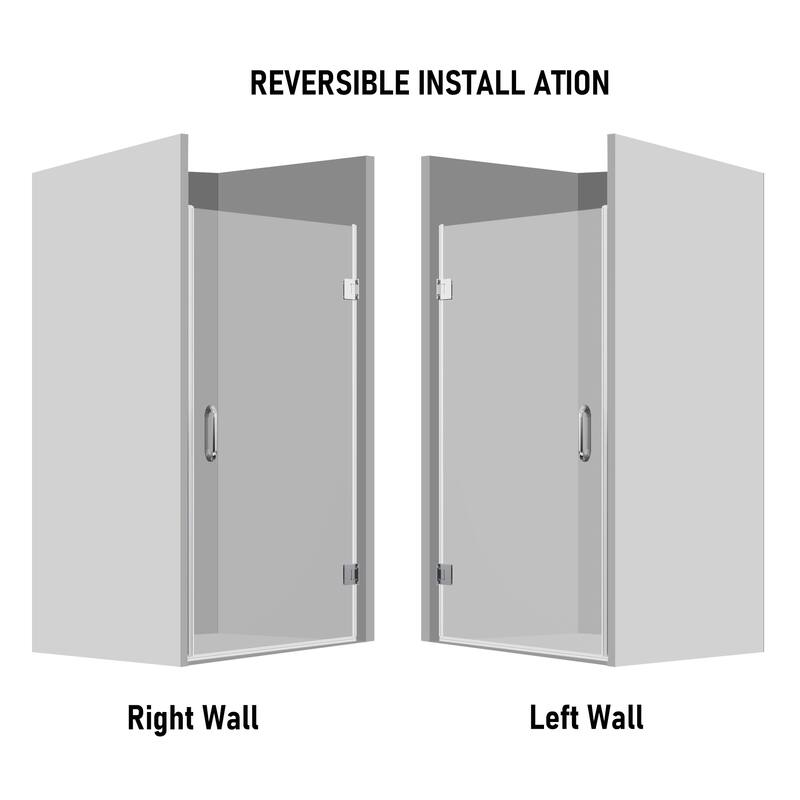 72" H Frameless Double Hinge Design Shower Door With Handle