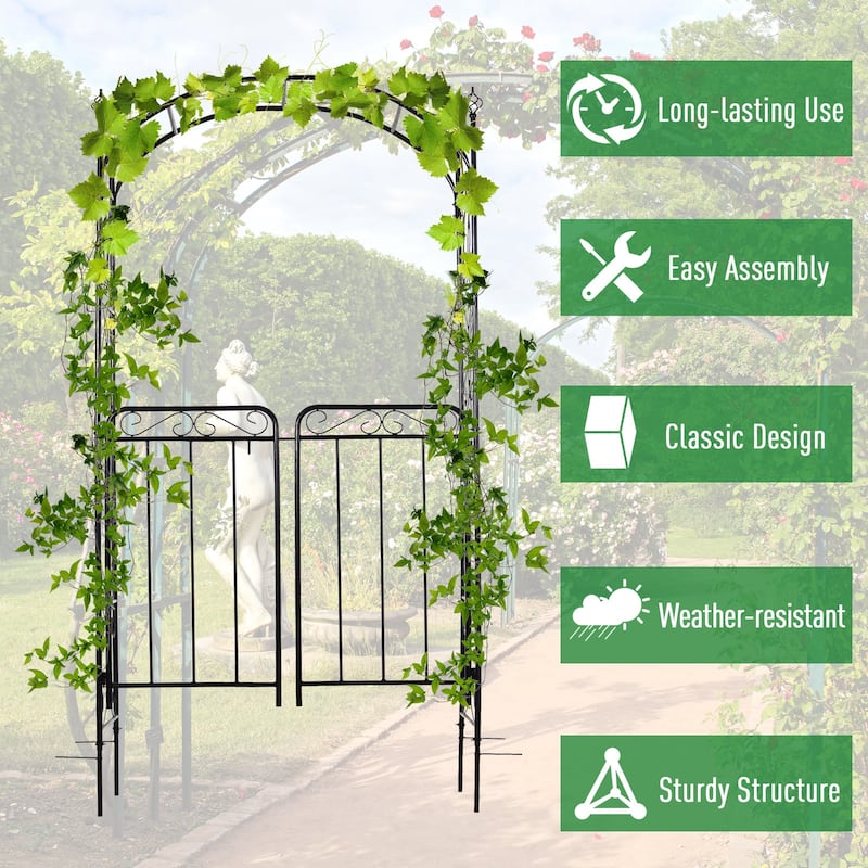Outsunny Decorative Garden Trellis with Two Latched Doors for Climbing Vines & Weddings