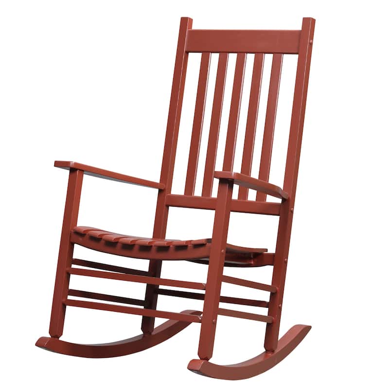 Outdoor Rocking Chair,Patio Wooden Rocking Chair With Smooth Armrests,High Back For Garden,Balcony,Porch