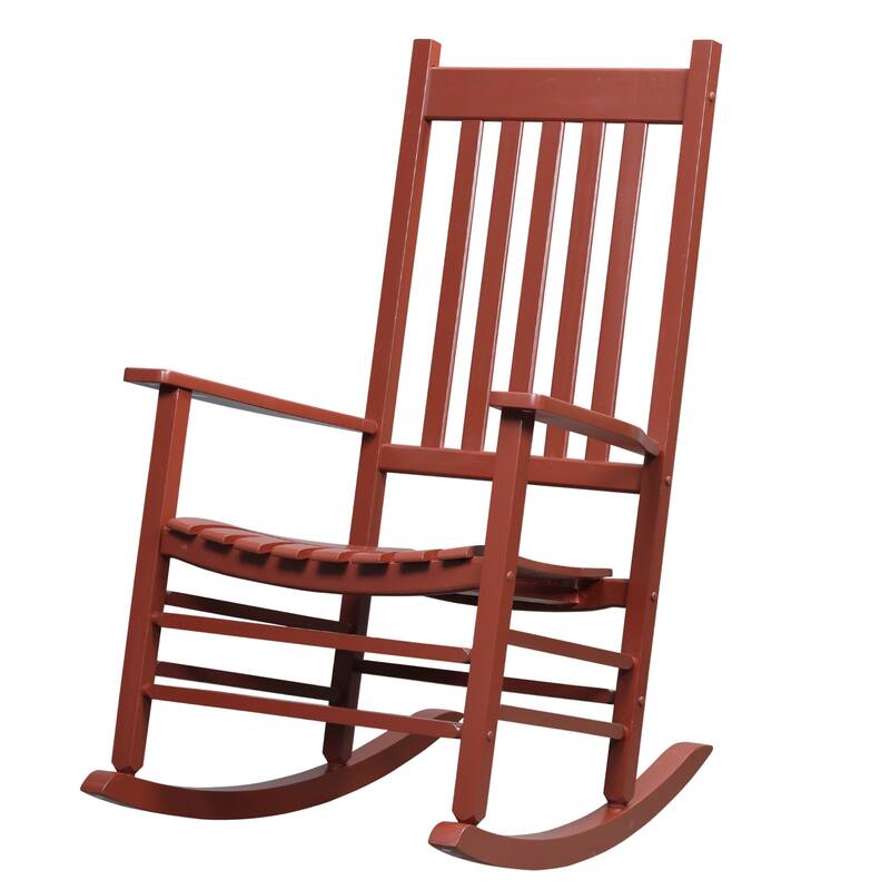 Outsunny Outdoor Rocking Chair, Patio Wooden Rocking Chair with Smooth Armrests, High Back for Garden, Balcony, Porch