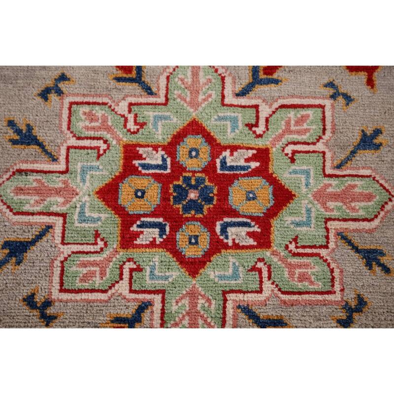 Beige Kazak Oriental Area Rug Hand-Knotted Bedroom Wool Carpet - 6'7" x 9'8"