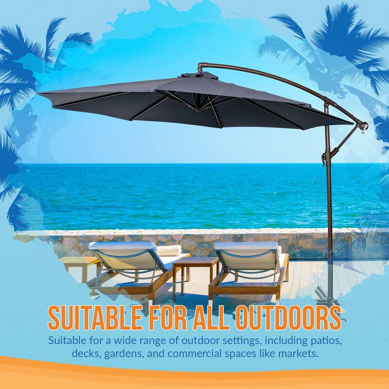 Island Umbrella Captiva 10-ft Octagonal Cantilever Umbrella with Base - Breez-Tex Canopy