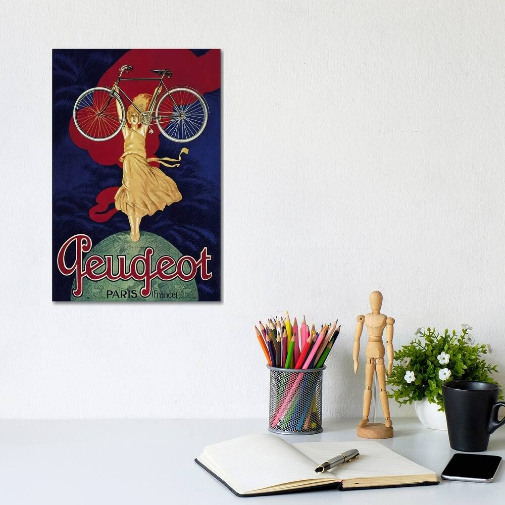 iCanvas "Peugeot Bicycle Advertising Vintage Poster" by Unknown Artist Canvas Print