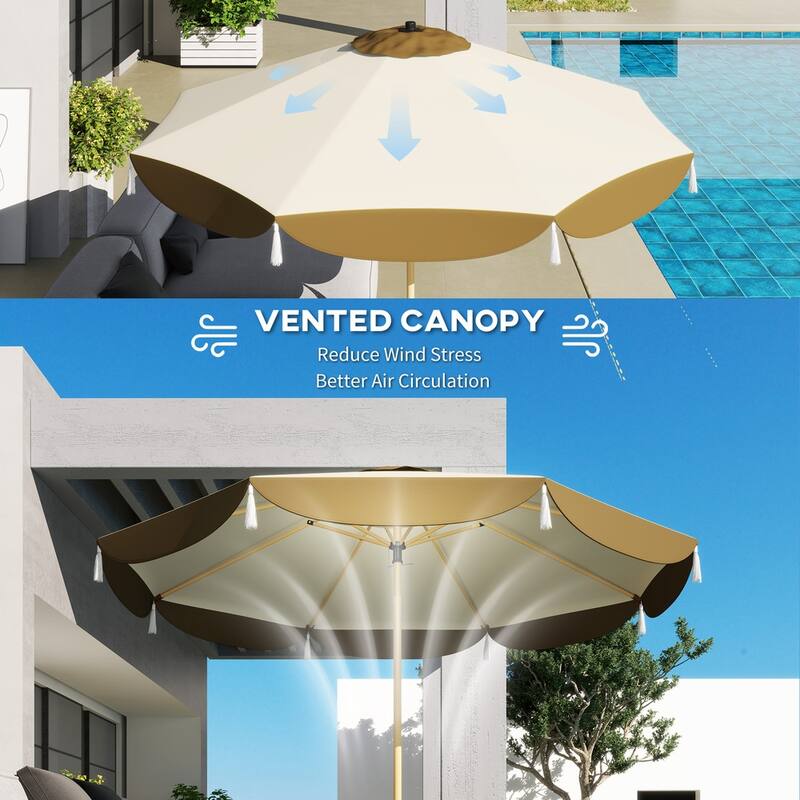 GDFStudio Outdoor Orin Polyester Patio Umbrella with Steel Pole and UPF 50+ Protection