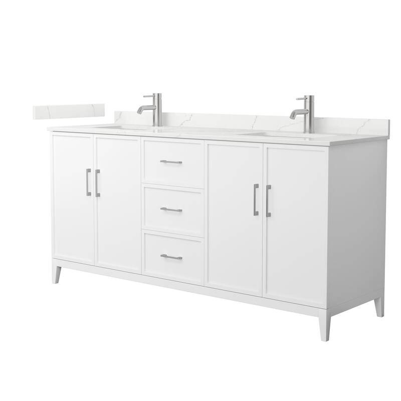 Wyndham Collection WCH717172D-QTZ-UNSMXX Elan 72" Free Standing Double - White / Giotto Quartz Top / Brushed Nickel