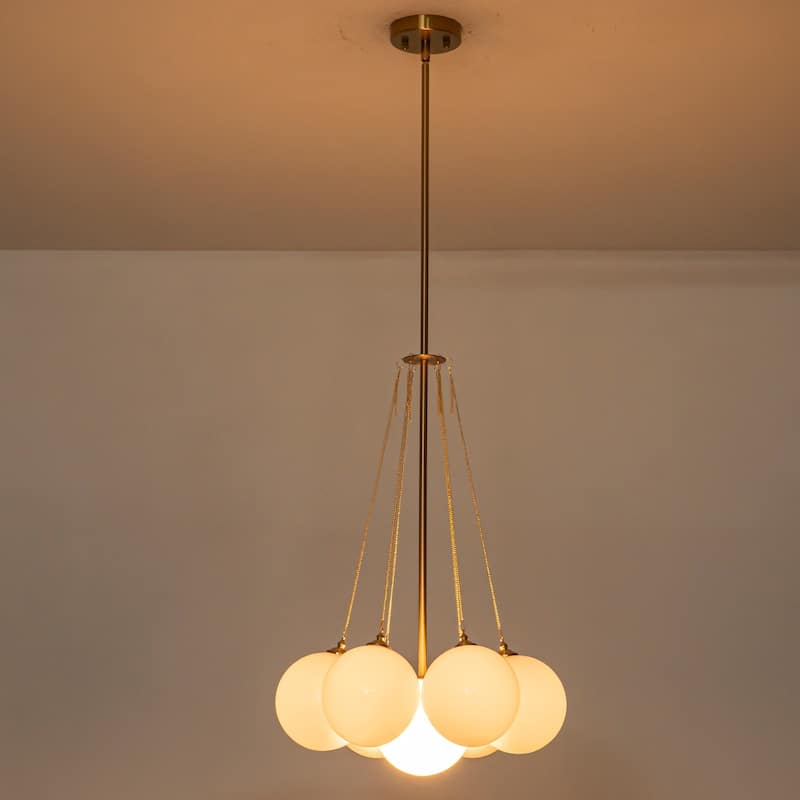 1 - Light Sputnik Glass Bubble Chandelier for Dinning Room - 16.9 in. W x 29.1 in. H - 16.9 in. W x 29.1 in. H - Gold