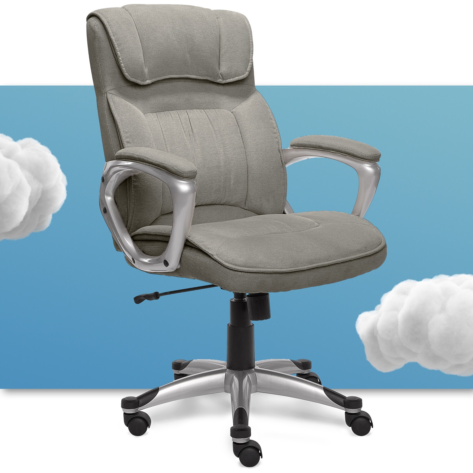 Serta Executive Office Chair In Glacial Grey Linen Metallic Finish Overstock 15924456