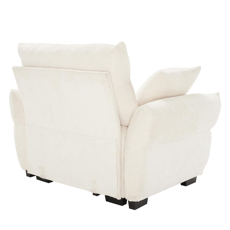 53.94" Chenille 1-Seater Sofa with High-Resilience Support Cushions and Throw Pillows