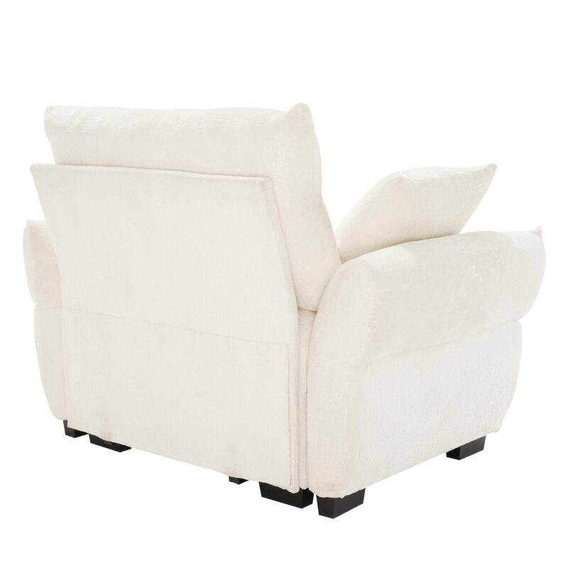 53.94″ Chenille 1-Seater Sofa with Support Cushions & Throw Pillows