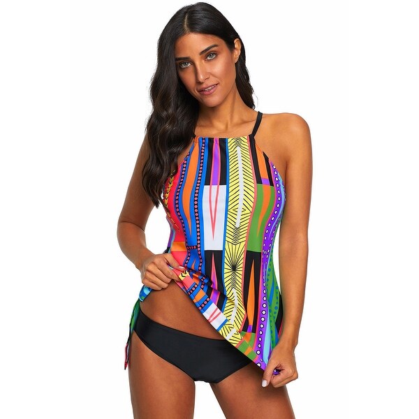 Cali Chic Women's Two Piece Swimsuit Celebrity Multi Color Pattern Tankini