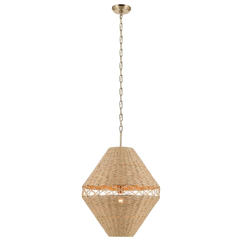 Kichler Lighting Lulo 20 Inch 1 Light Pendant with Handwoven Natural Cord in Champagne Bronze