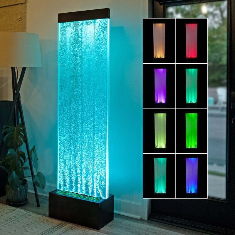 Alpine Corporation 72" Bubble Wall Fountain with Color Changing LED Lights and Remote