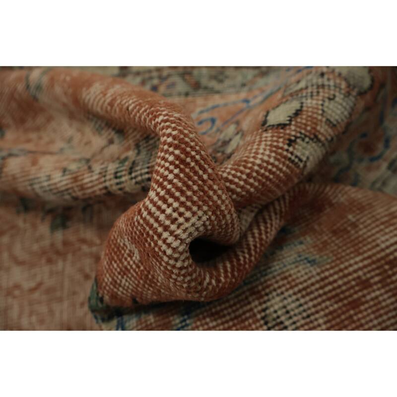 Hand Knotted Oriental 100% Wool Carpet Transitional Floral Oranges & Rust Anatolian Area Rug - 9' 2'' X 5' 6''