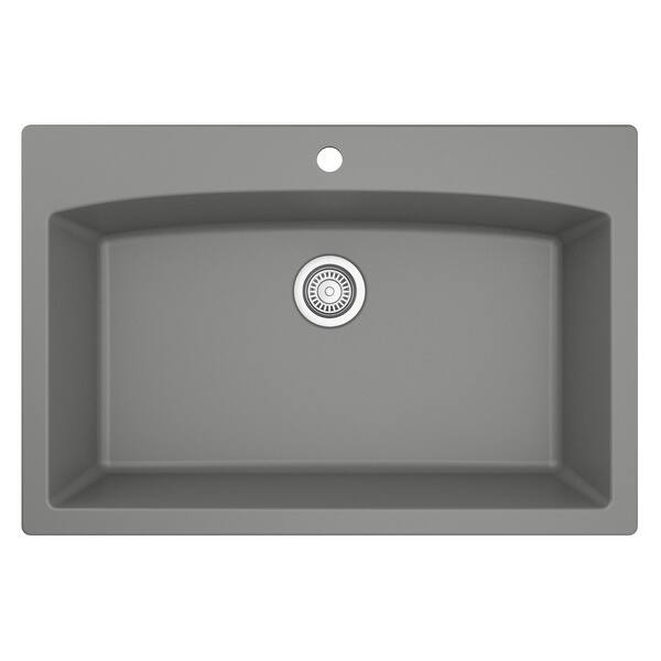 slide 2 of 54, Karran Drop-In Quartz Single Bowl Kitchen Sink Grey