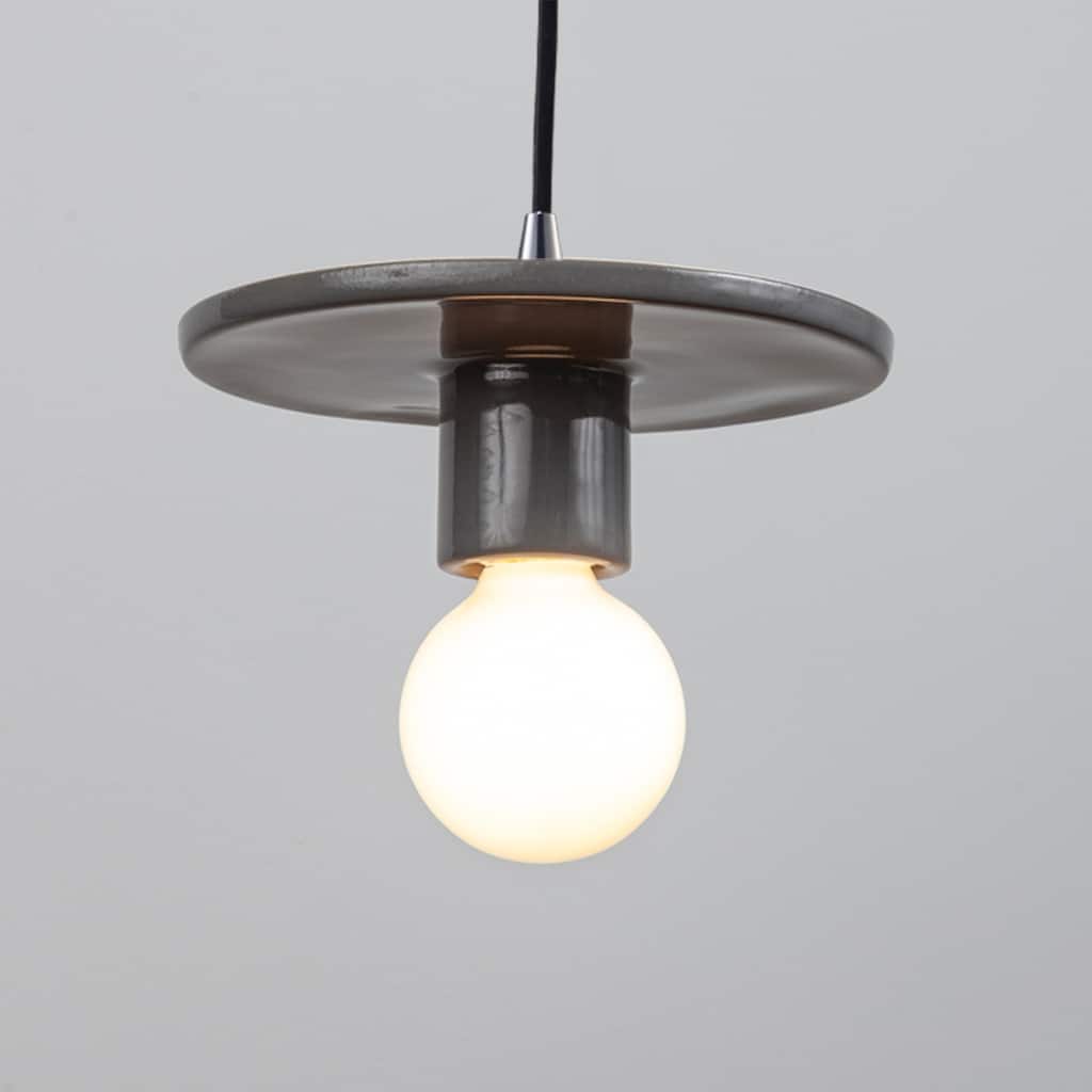 Justice Design Group Ceramic Discus Pendant - Gloss Grey