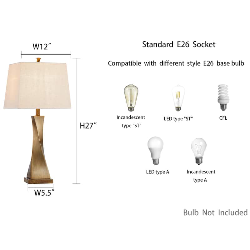 KAWOTI 27" Distressed Painted Table Lamp Set (Set of 2)