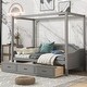preview thumbnail 1 of 12, Twin Canopy Kids Daybed with 3-in-1 Storage Drawer, Sturdy Frame, Easy Assembly, Grey Grey