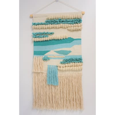 Home&Manor Wool and Cotton Large Macrame Wall Hanging with Rod Included - Exact Size
