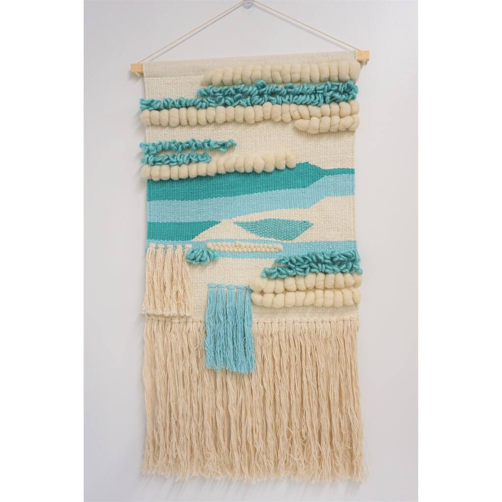Home&Manor Wool and Cotton Large Macrame Wall Hanging with Rod Included - Exact Size