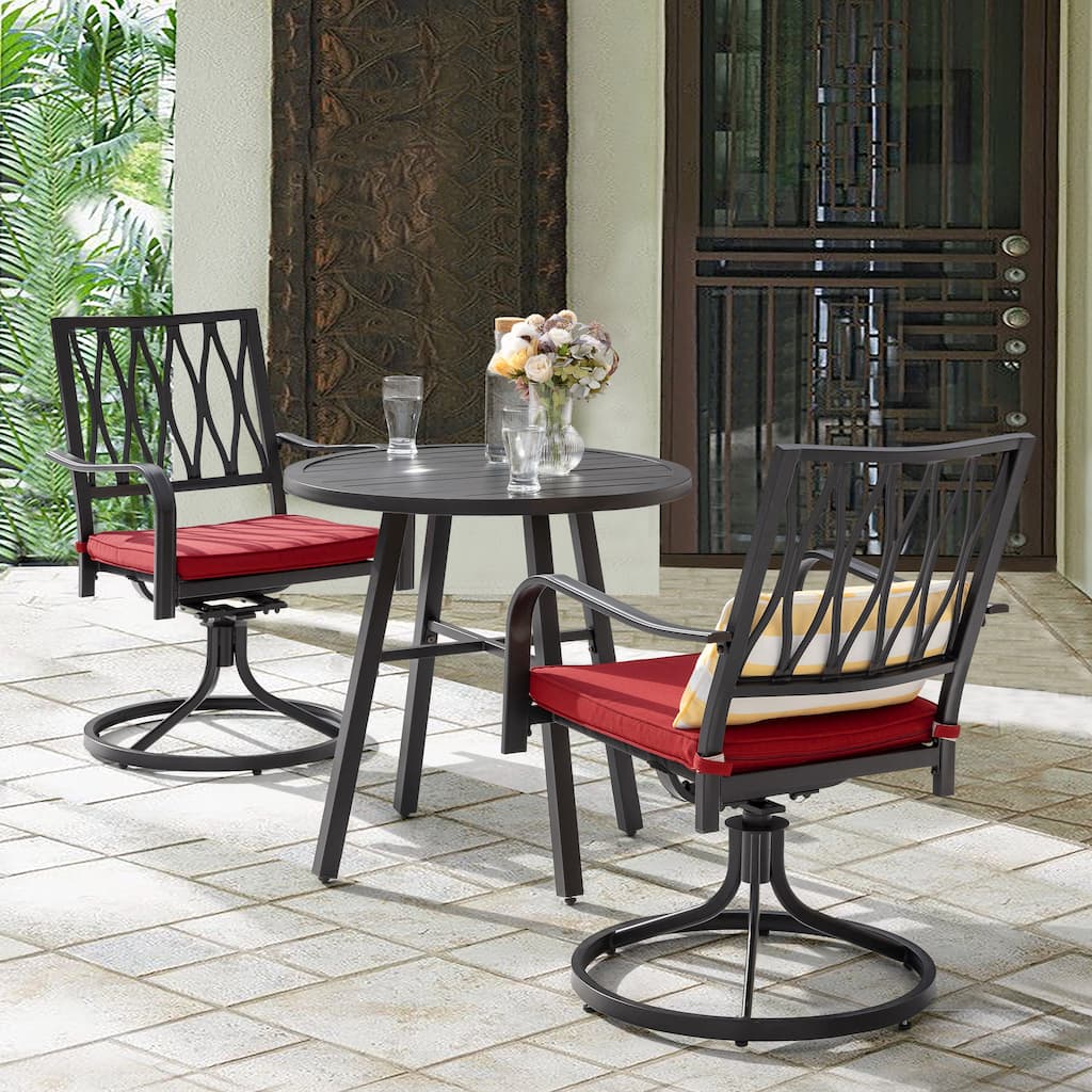 Outdoor Patio Bistro Set With Swivel Chairs