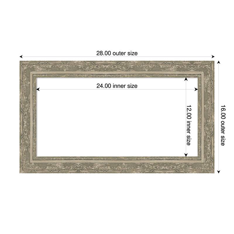 Filigree Framed Dry Erase Magnetic Board - 28 x 16 in - Filigree Silver