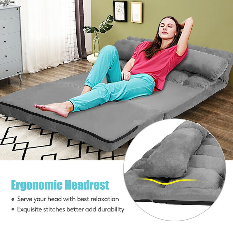 Costway Foldable Floor Sofa Bed 6-Position Adjustable Lounge Couch