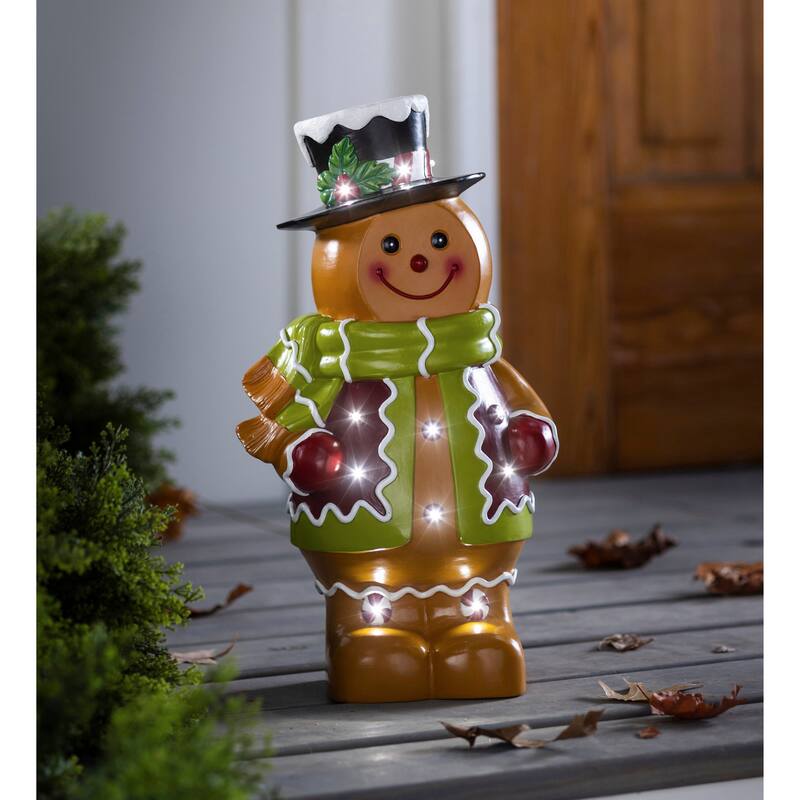Indoor/Outdoor Lighted Gingerbread Boy Shorty Statue