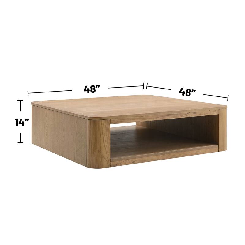 Square Coffee Table with Hollow Base in Oak