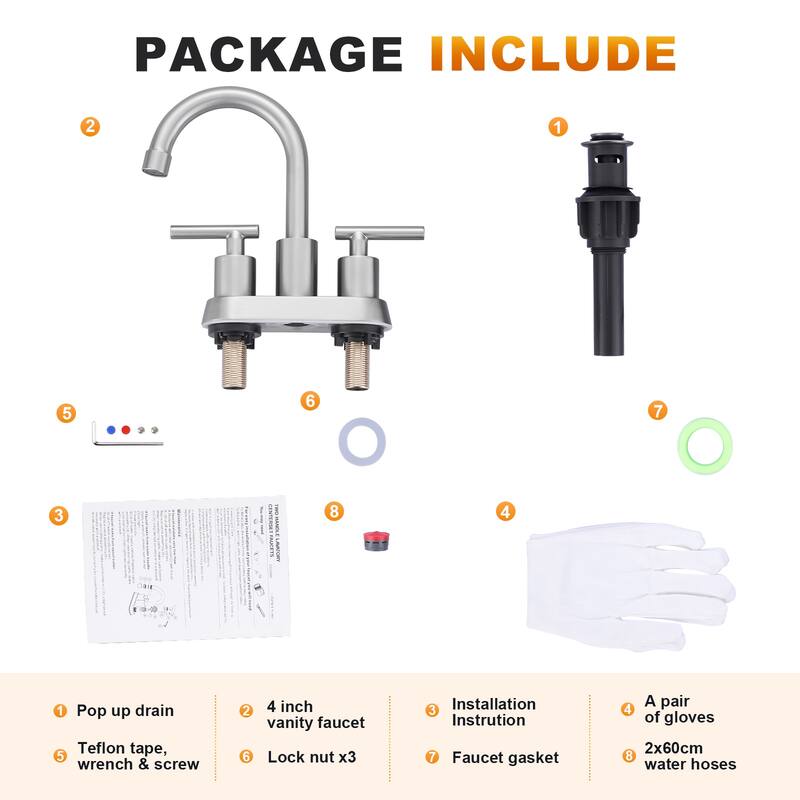 WOWOW 4 in. Centerset Double Handle High Arc Bathroom Faucet