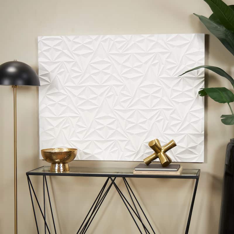 CosmoLiving by Cosmopolitan White Wooden Intricately Carved Geometric Wall Decor - White