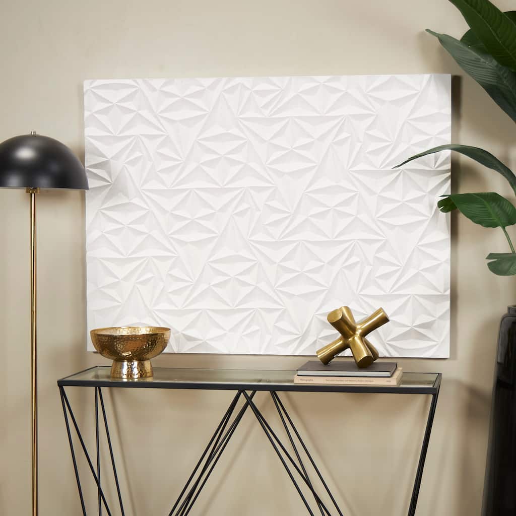 CosmoLiving by Cosmopolitan White Wooden Intricately Carved Geometric Wall Decor