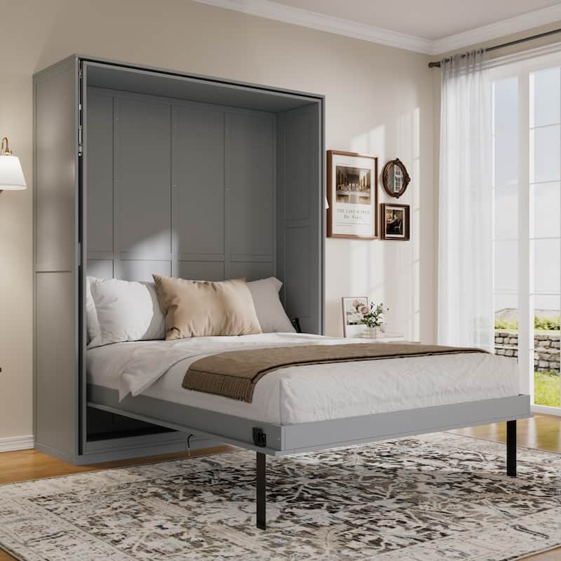 Queen Murphy Bed 360° Rotating Hidden Storage Racks Cabinet Wall Bed